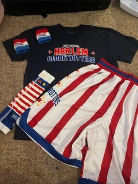 Champion Harlem Globetrotters Kids Red White Blue Shorts & Tee Set